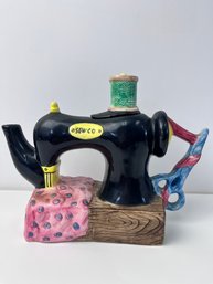 Whimsical Sew Machine Motif Tea Pot.