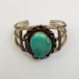 Southwest Style Sterling Silver And Turquoise Cuff Bracelet