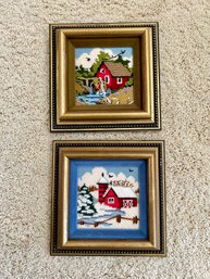 2 Needlepoint Scenery Pictures