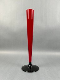 Red And Black Czechoslovakia Glass Vase