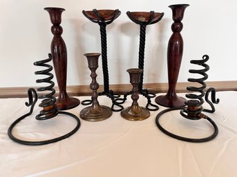 4 Pairs Of Candle Holders.