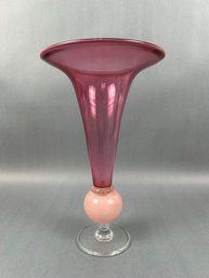 Pink Czechoslovakia Glass Vase