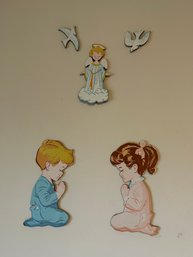 Vintage Wall Mount Dolly Toy Company Praying Kids Angel & Birds *LOCAL PICKUP ONLY - NO SHIPPING*