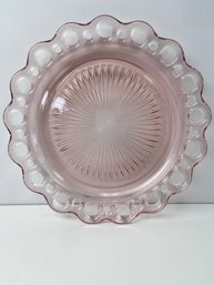 Lace Edge 10.75 Pink Depression Glass Luncheon Plate.