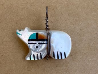 Zuni Fetish Pendant - Shell, Turquoise & Silver