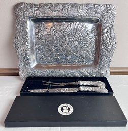 Arthur Court Turkey Carving Set. Platter Is 18x14.5.