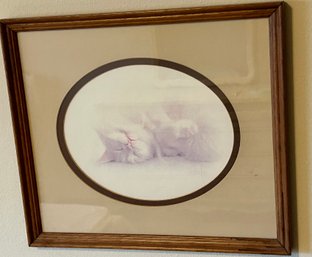 Vintage Bob Harrison Sleeping Cat Print Framed *LOCAL PICKUP ONLY - NO SHIPPING*