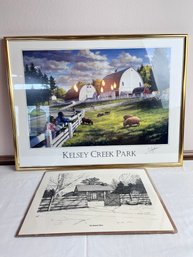 2 Country Prints Signed By The Artist. Kelsey Creek Park And The Bennett Place