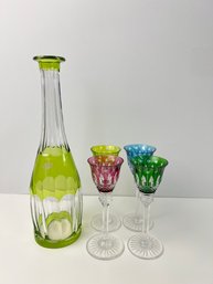Val St Lambert Decanter And 4 Cordials *Local Pick Up Only*