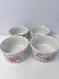 4 Porcelain Flowered Ramekins.