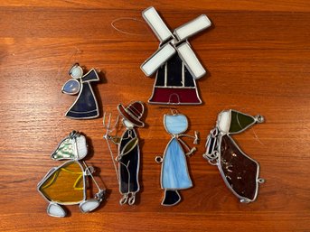 Lot Of 6 Small Stained Glass Figures