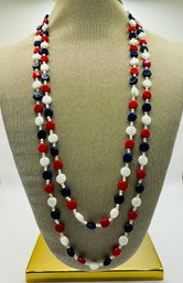 Double Strand  Red, White & Blue Patriotic Necklace