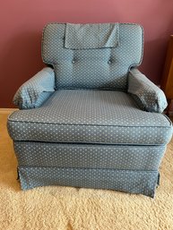 Vintage Upholstered Arm Chair Blue Minimal Pattern