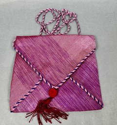 Pinkish/Purple Envelope Purse With 40 Inch Strap