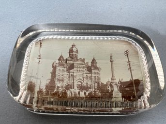 Small Vintage Glass Winnipeg Souvenir Paperweight