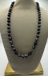 String Of Glass Black & Grey Beads  With Clasp