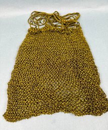 Greenish Gold Open Weave Carry Bag With Straps