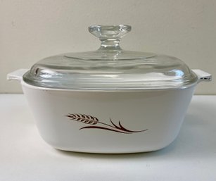 Corning Ware Dish With Lid. Wheat Pattern- 1.5qt. Made In USA