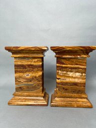 Pair Of Heavy Stone Column Bookends