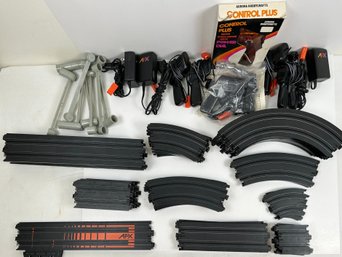 Lot Of Aurora AFX Race-car Track, Controllers And Accessories.
