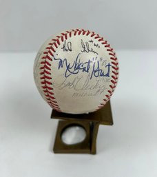 Mudcat Grant, Bob Uecker, Juan Nieves Autographed Baseball.