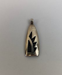 Large Silver Pendant With Southwest Design