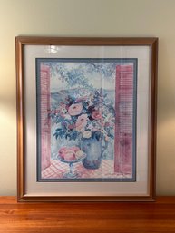 Framed Floral Windowsill Scene Print