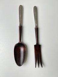 Sterling Handled Wood Serving Spoon And Spoon