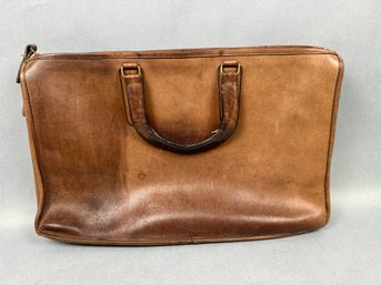 Vintage Brown Leather Coach Briefcase With Handles