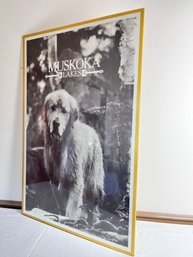 Framed Muskoka Lakes Dog Poster.