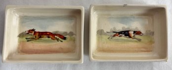 Fox And The Hound Personal Butter Dishes By Royal Doulton.