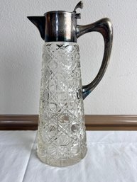 Crystal And Silver Plate Wine Decanter.