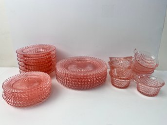 Vintage Luncheon Set Of Pink Depression Glass.  *Local Pick Up Only*