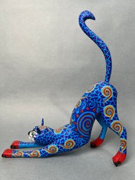 Oaxaca Painted Stretching Cat - Artist, Oscar Carrillo