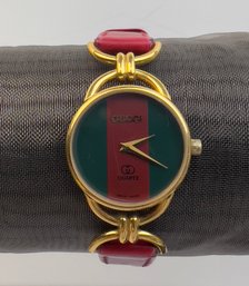 Gucci 6000L Red Band Womens Watch - Swiss Made Quartz