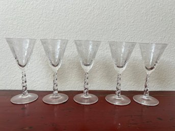 5 Fostoria Mayflower Aperitif Glasses.