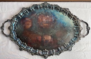 26.5x17.5 Silver Plate Platter, Made In England.