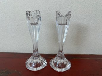 2 Crystal Candlestick Holders.