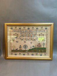 Vintage Framed Alphabet Sampler