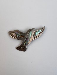 Silver Abalone Shell Inlay Bird Pin