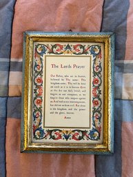 Small Vintage Framed Lords Prayer - Florentina Italy # 265