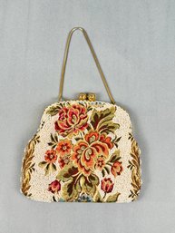 Vintage Made In Hong Kong Beaded Floral Coin Purse