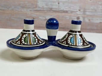 Moroccan Safi Double Mini Tajine Hand Crafted Condiment Bowl