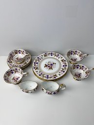Set Of 4 Limoges Golden Bramble Dessert Plates, Saucers, Cups, Creamer And Sugar Bowl.  *Local Pick Up Only*