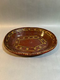 Vintage Red Barro Clay Mexican Pottery Oval Dish