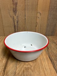 Old White And Red Rim Enameled Bowl*LOCAL PICKUP ONLY - NO SHIPPING*