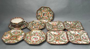 Vintage Famille Rose Medallion China, Mixed Lot