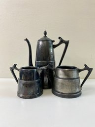 Silver Plate Tea Pot, Sugar & Creamer
