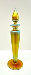 Steuben Perfume Bottle Aurene Gold #1414 Flame Top Stopper 1905-1930 Signed