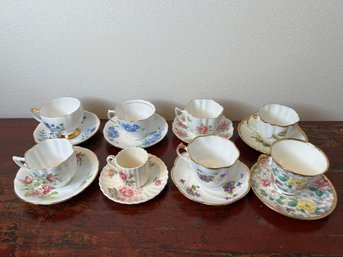 8 China Teacups And Saucers.